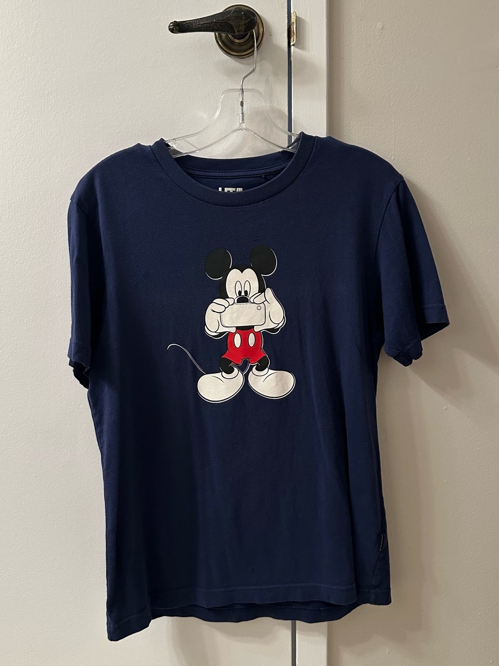 Uniqlo Navy Mickey Mouse Graphic Tee with Red Shorts